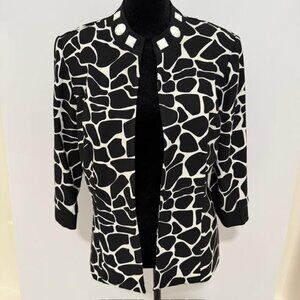 Dana Kay Blazer Sz 8 Preppy Black & White Open Layering‎ Jacket ¾ Sleeve NWOT